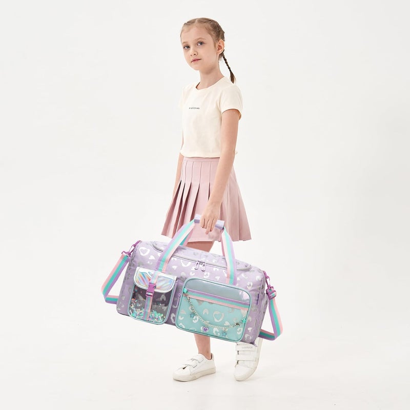 Oruiji Kids Duffle Bag Girls Overnight Bag for Kids Dance Bags for Girls Travel Bags for Kid Ages 9-12 with Shoe Compartment - Image 5